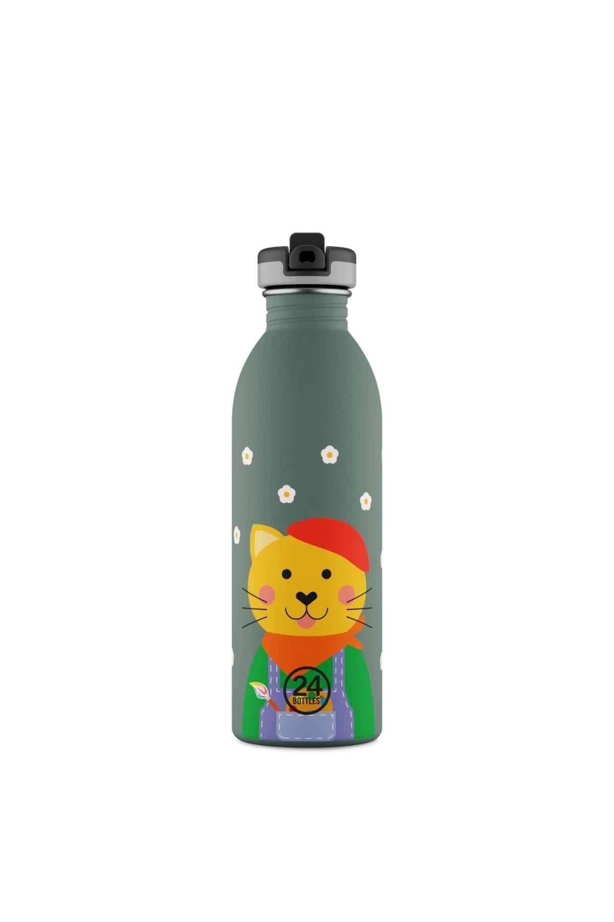 24Bottles Kids Bottle Paslanmaz Çelik Çocuk Su Matarası 500 ml, Smart Cat Suluklar 24Bottles