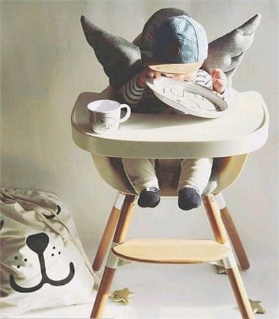 Evolu 2 Mama Sandalyesi, Naturel / Beyaz + Beyaz Tepsi