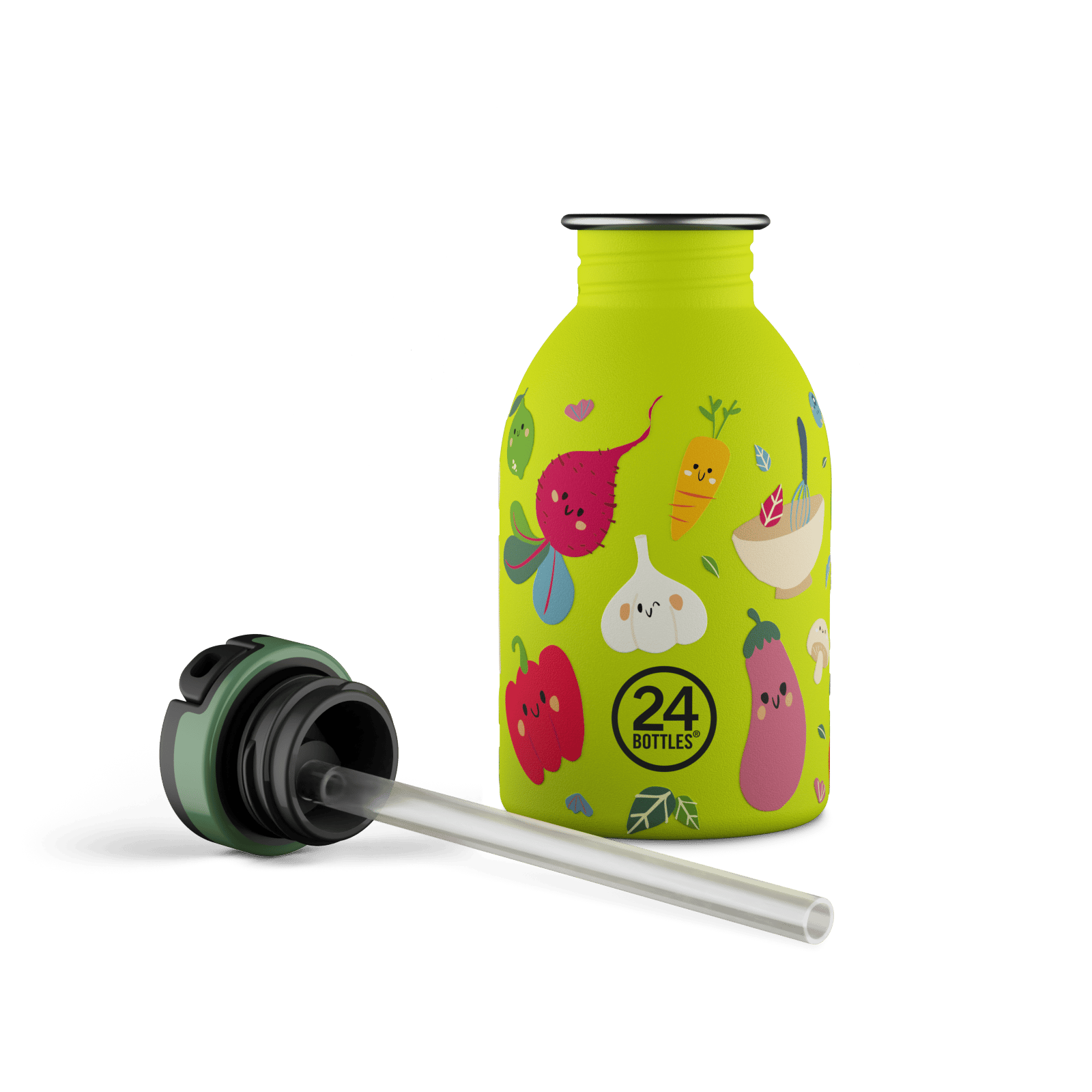 24Bottles Kids Bottle Pipetli Paslanmaz Çelik Çocuk Su Matarası 250 ml, Veggie Friends Kategorisiz 24Bottles
