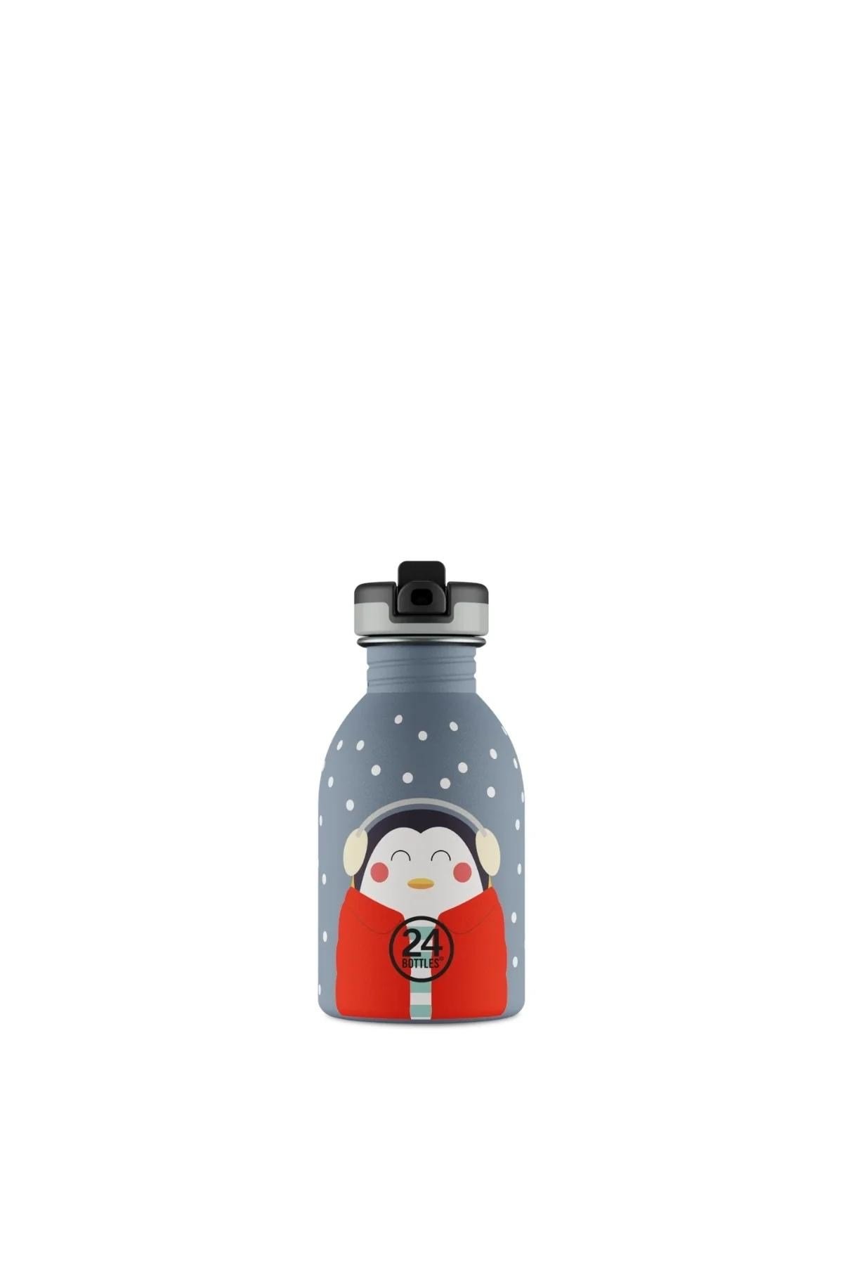 24Bottles Kids Bottle Paslanmaz Çelik Çocuk Su Matarası 250 ml, Happy Penguin Suluklar 24Bottles