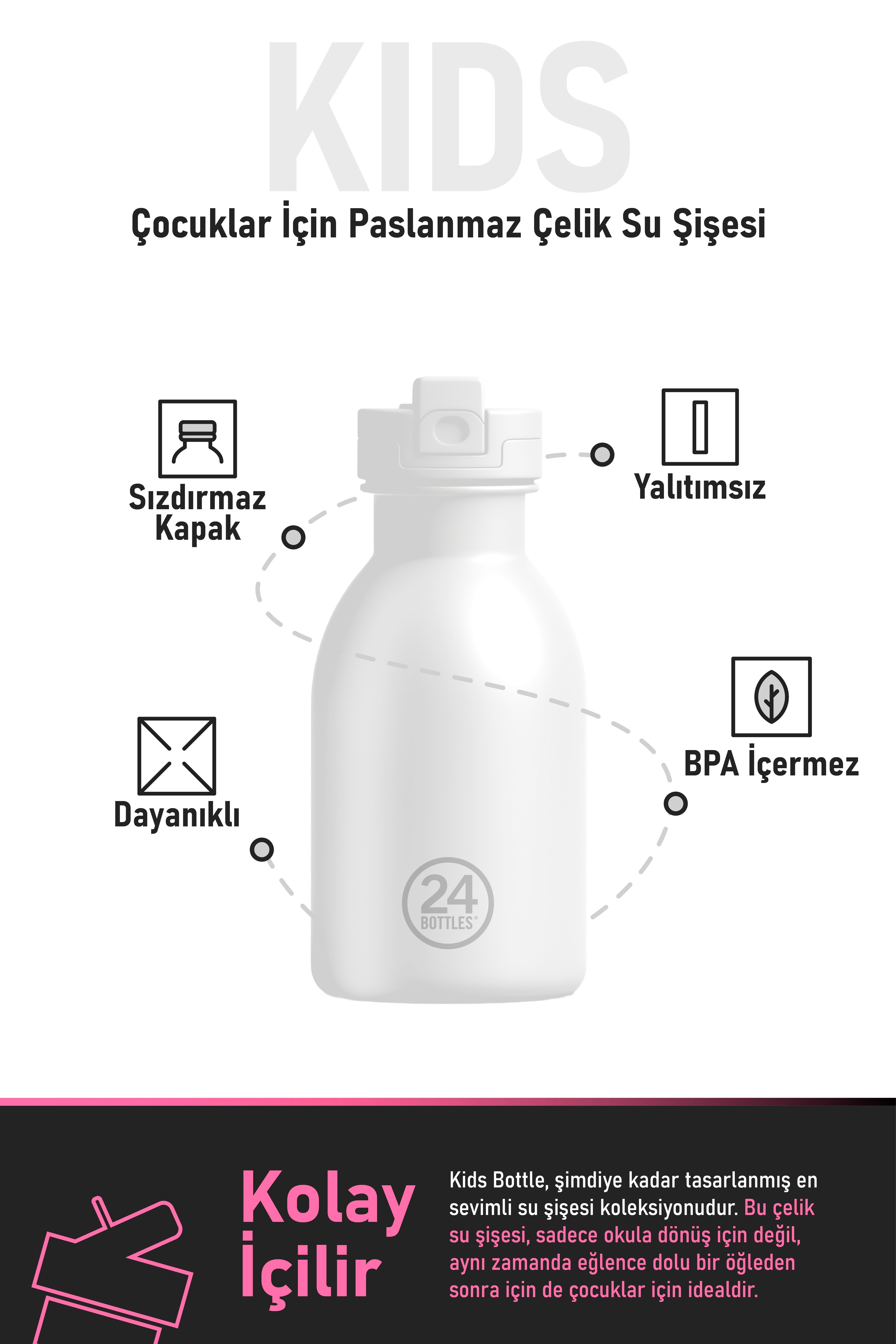 24Bottles Kids Bottle Paslanmaz Çelik Çocuk Su Matarası 250 ml, Reactive Sarı/Yeşil Kategorisiz 24Bottles