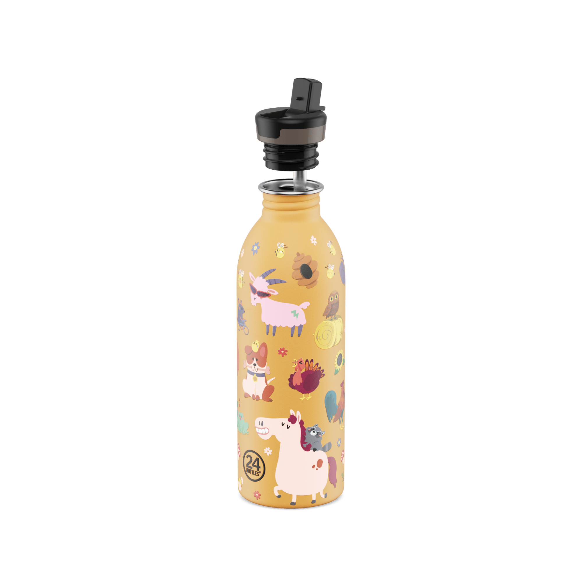24Bottles Kids Bottle Pipetli Paslanmaz Çelik Çocuk Su Matarası 500 ml, Farm Friends Kategorisiz 24Bottles