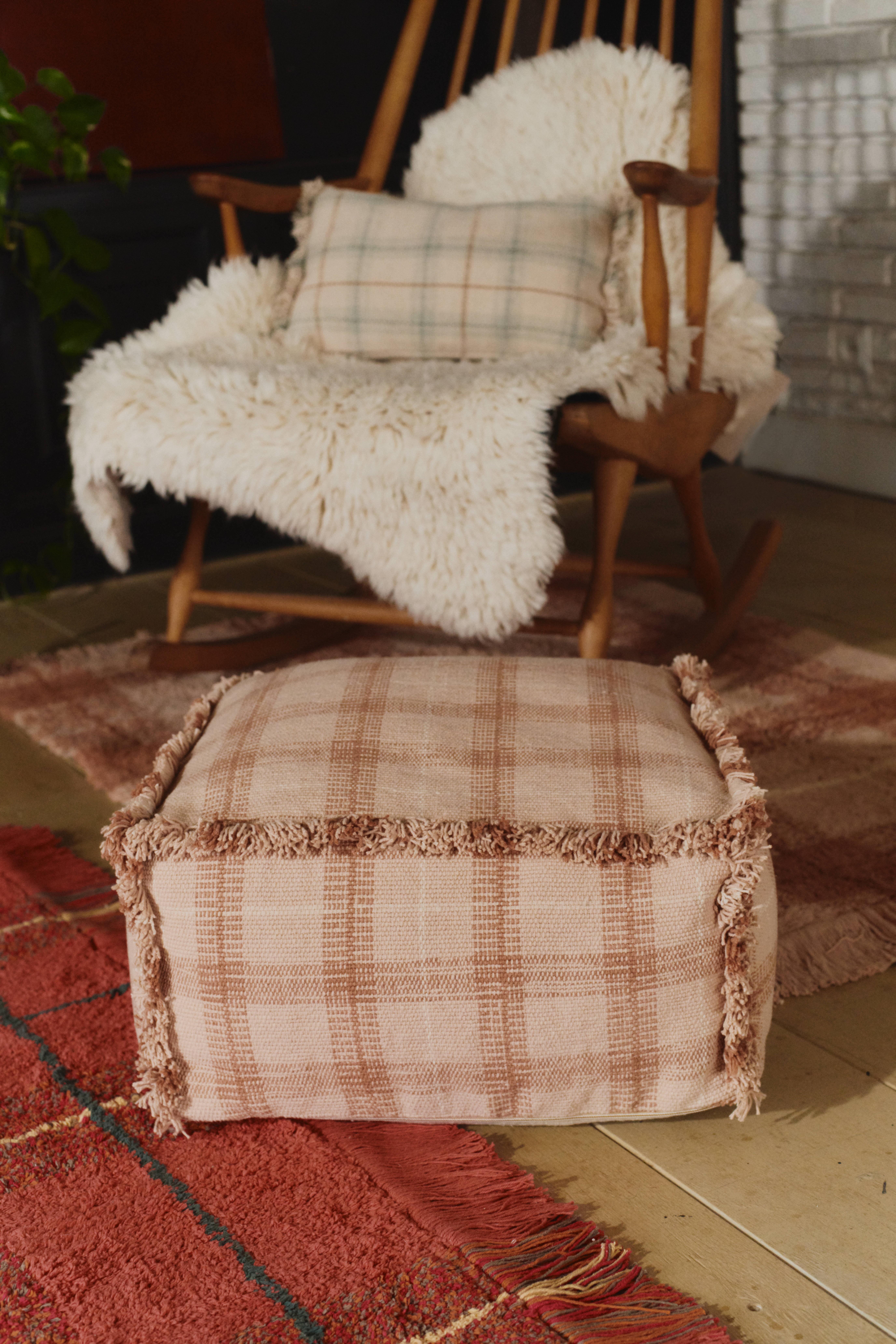 Lorena Canals Çocuk Odası Pufu, Tartan Pouf Rose Kategorisiz Lorena Canals