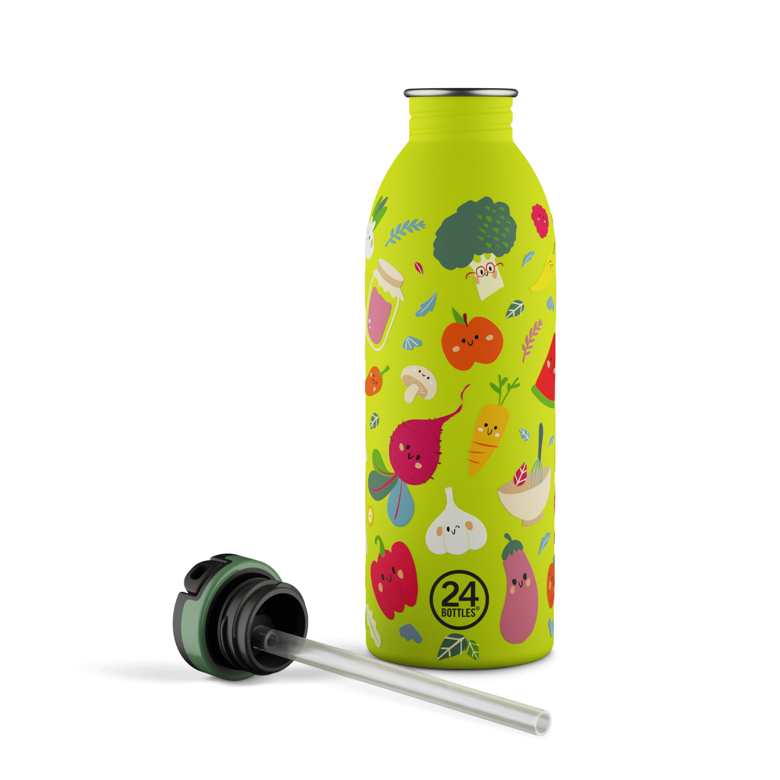 24Bottles Kids Bottle Pipetli Paslanmaz Çelik Çocuk Su Matarası 500 ml, Veggie Friends Kategorisiz 24Bottles