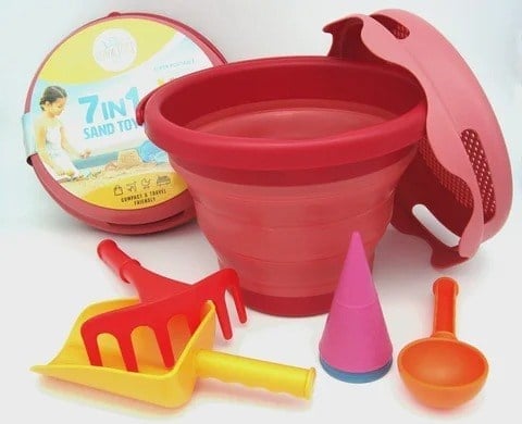 Compactoys - 7İn1 Plaj Kovası Seti - Kırmızı Oyuncak compacToys