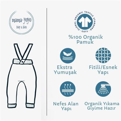 Askılı Organik Triko Bebek Taytı - Kiremit Tekstil Mama Yoyo Baby & Kids
