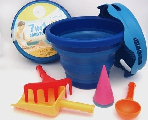 Compactoys - 7İn1 Plaj Kovası Seti - Mavi Plaj Oyuncakları compacToys