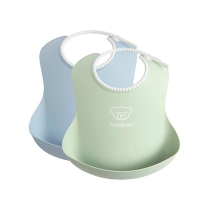 BabyBjörn 2´li Yumuşak Plastik Mama Önlüğü Powder Green / Blue