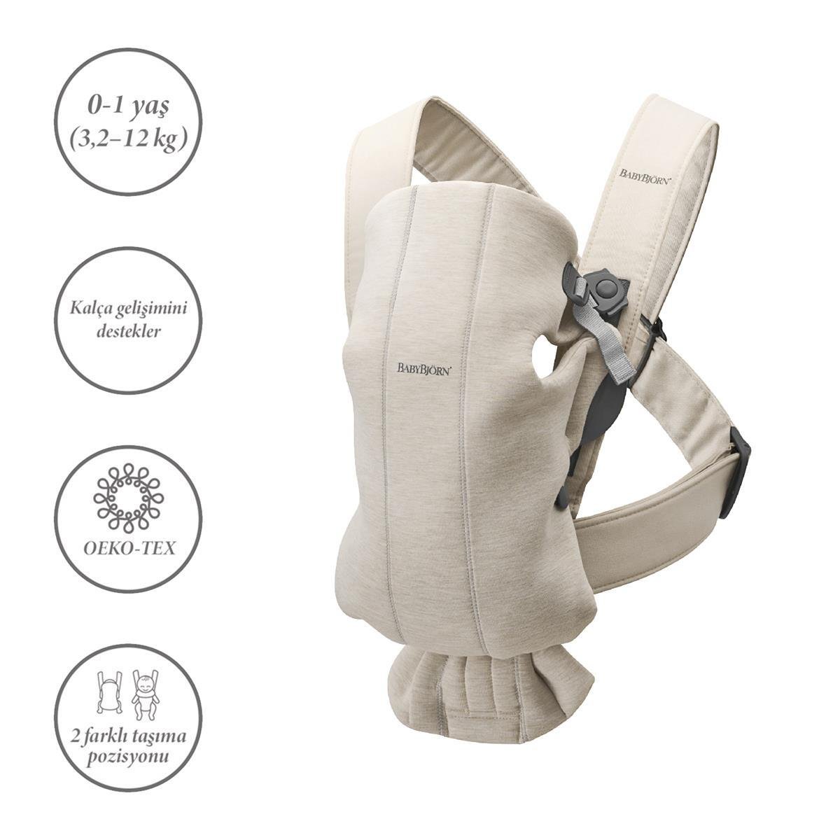 BabyBjörn Balance Bliss Ana Kucağı Cotton 3D Jersey Oyuncaklı & Kanguru Mini Cotton 3D Jersey / Light Beige