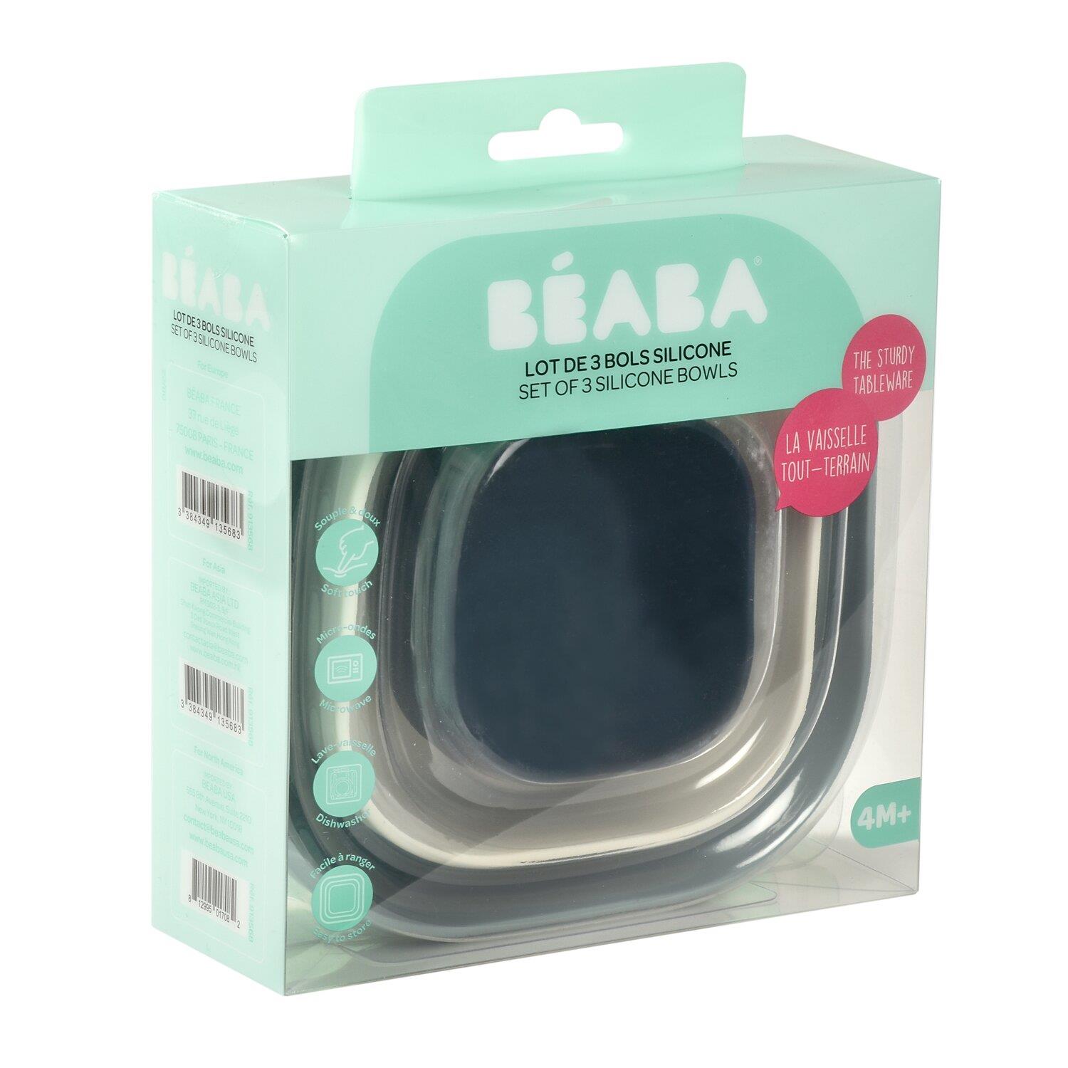 3 Parça Silikon Kase Seti, Night blue/Cotton/Baltic blue Kategorisiz Beaba