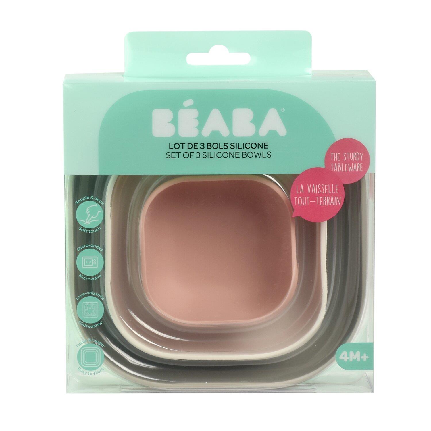 3 Parça Silikon Kase Seti, Velvet grey/Cotton/Dusty rose Kategorisiz Beaba