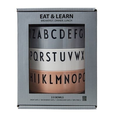 Design Letters Breakfast. Dinner. Lunch 3 Öğün Tritan Kase Seti, Pembe Beslenme