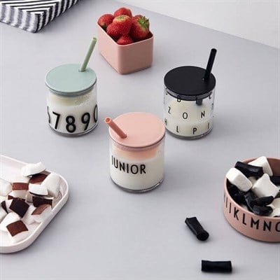 Design Letters Tritan Bardak için Kapak ve Pipet Seti, Mint Beslenme