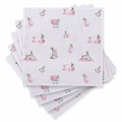 Deux  Lapins 5'li Bebe Lapin Rose Müslin Omuz Bezi Emzirme Önlüğü