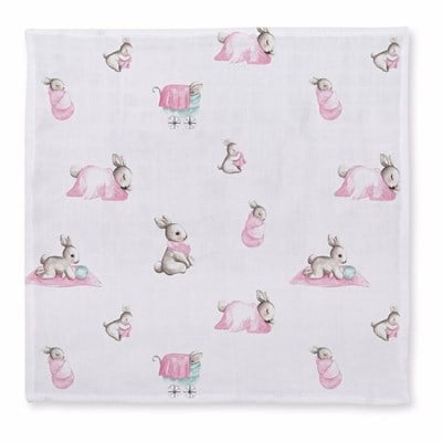 Deux  Lapins 5'li Bebe Lapin Rose Müslin Omuz Bezi Emzirme Önlüğü
