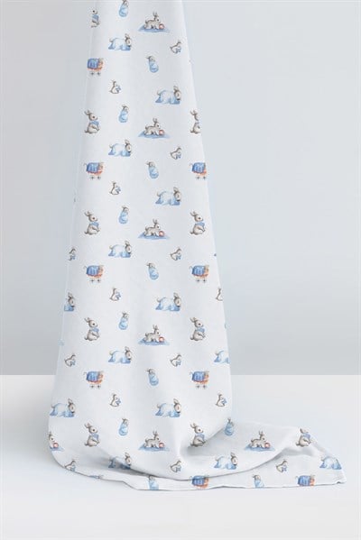 Deux  Lapins Bébé Lapin Müslin Bebek Örtü 100x100 Müslin