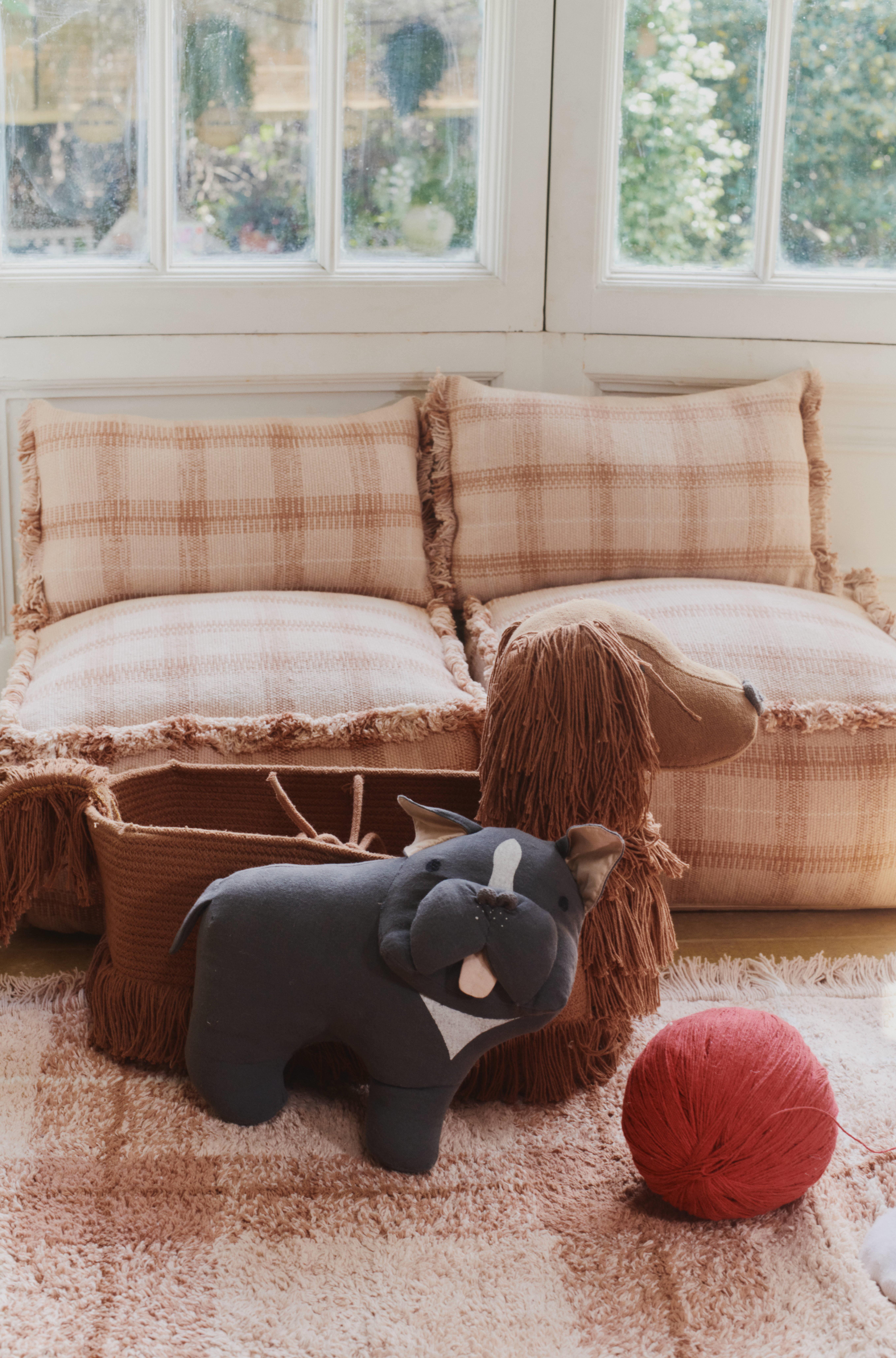 Lorena Canals Çocuk Odası Pufu, Tartan Pouf Rose Kategorisiz Lorena Canals