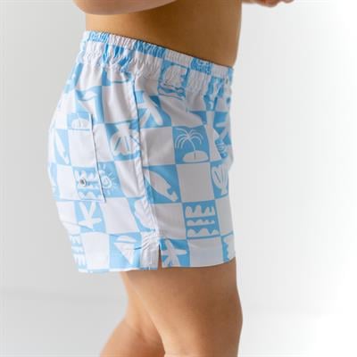 Erkek Çocuk Şort Mayo,Mavi Kareli  Çocuk Şort Mayoları Mama Yoyo Baby & Kids
