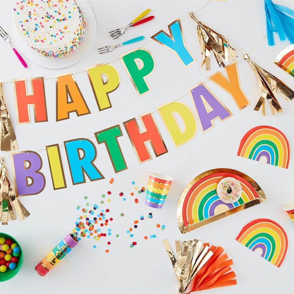 Ginger Ray - Happy Birthday Asılan Süs - Renkli