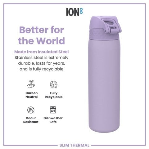 ION8 - İnce Su Termosu - Açık Mor - 500 Ml - Sızdırmaz