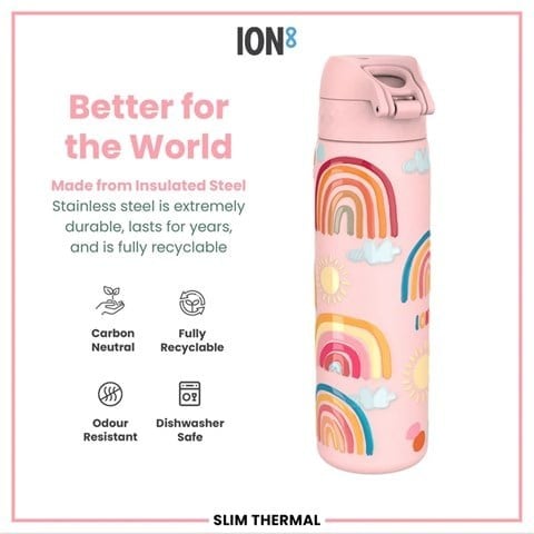 ION8 - İnce Su Termosu - Gökkuşağı - 500 Ml - Sızdırmaz