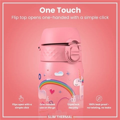 ION8 - İnce Su Termosu - Gökkuşağı Unicorn - 500 Ml - Sızdırmaz
