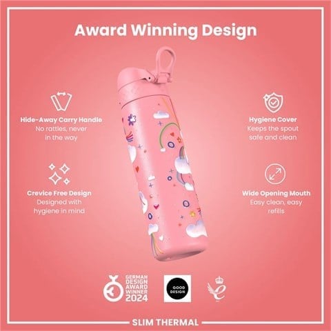 ION8 - İnce Su Termosu - Gökkuşağı Unicorn - 500 Ml - Sızdırmaz