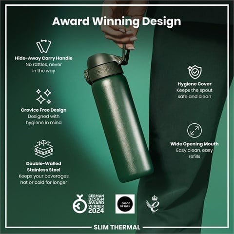 ION8 - İnce Su Termosu - Koyu Yeşil - 500 Ml - Sızdırmaz