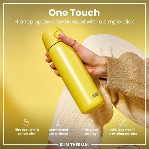 ION8 - İnce Su Termosu - Sarı - 500 Ml - Sızdırmaz