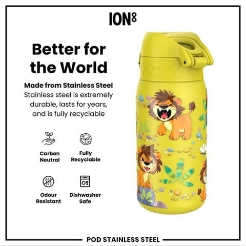 ION8 - Paslanmaz Çelik Çocuk Suluk - Aslanlar - 400 Ml - Sızdırmaz