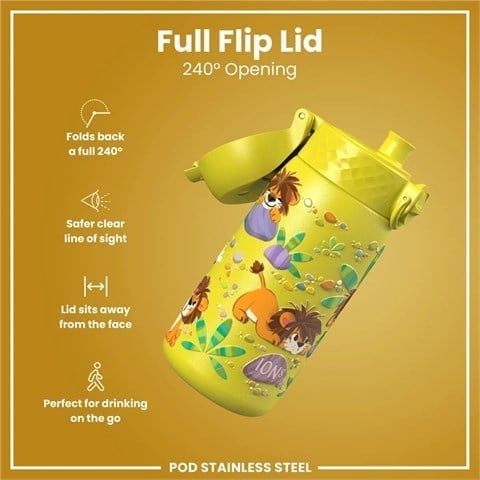 ION8 - Paslanmaz Çelik Çocuk Suluk - Aslanlar - 400 Ml - Sızdırmaz
