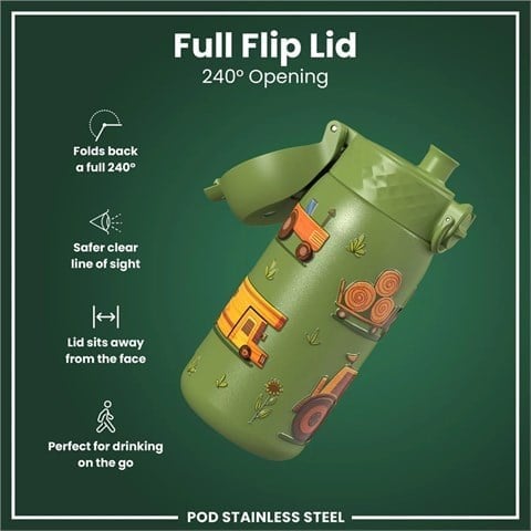 ION8 - Paslanmaz Çelik Çocuk Suluk - Çiftlik Makineleri - 400 Ml - Sızdırmaz