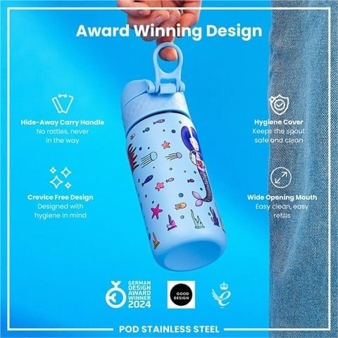 ION8 - Paslanmaz Çelik Çocuk Suluk - Deniz Kızları - 400 Ml - Sızdırmaz