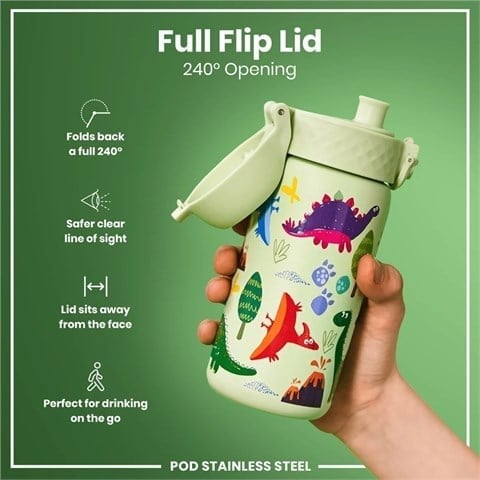 ION8 - Paslanmaz Çelik Çocuk Suluk - Dinozorlar - 400 Ml - Sızdırmaz