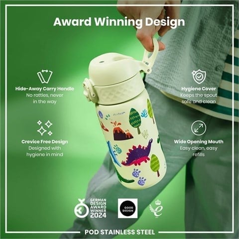 ION8 - Paslanmaz Çelik Çocuk Suluk - Dinozorlar - 400 Ml - Sızdırmaz