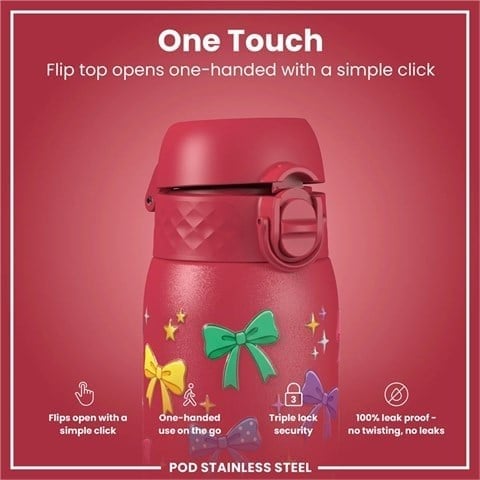 ION8 - Paslanmaz Çelik Çocuk Suluk - Fiyonklar - 400 Ml - Sızdırmaz