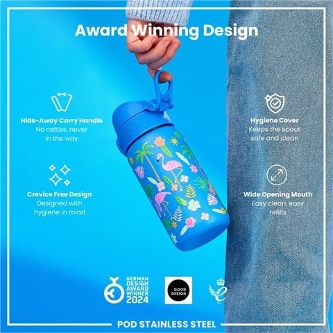 ION8 - Paslanmaz Çelik Çocuk Suluk - Flamingolar - 400 Ml - Sızdırmaz