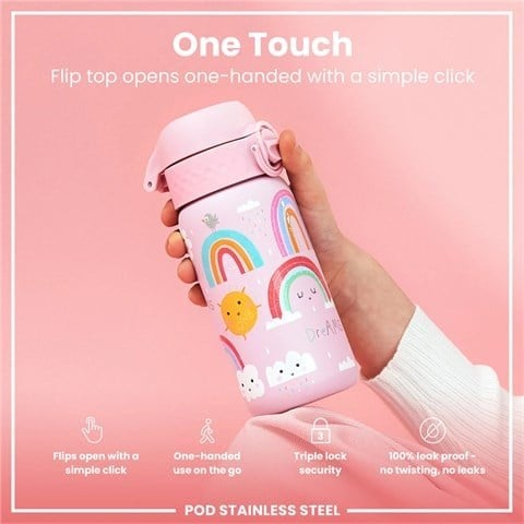 ION8 - Paslanmaz Çelik Çocuk Suluk - Gökkuşağı - 400 Ml - Sızdırmaz