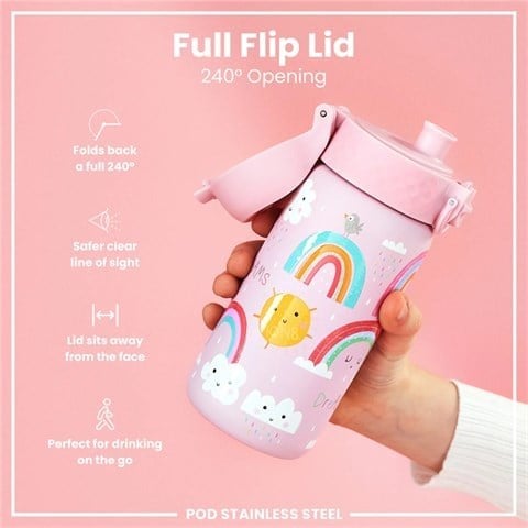 ION8 - Paslanmaz Çelik Çocuk Suluk - Gökkuşağı - 400 Ml - Sızdırmaz