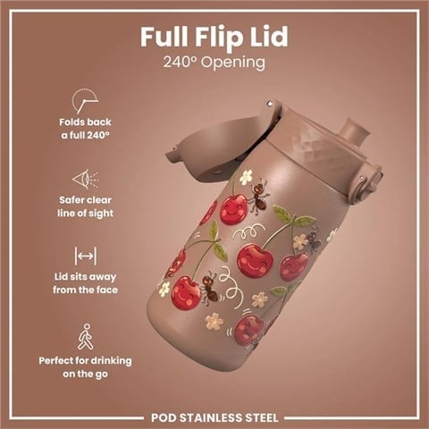 ION8 - Paslanmaz Çelik Çocuk Suluk - Kirazlar - 400 Ml - Sızdırmaz