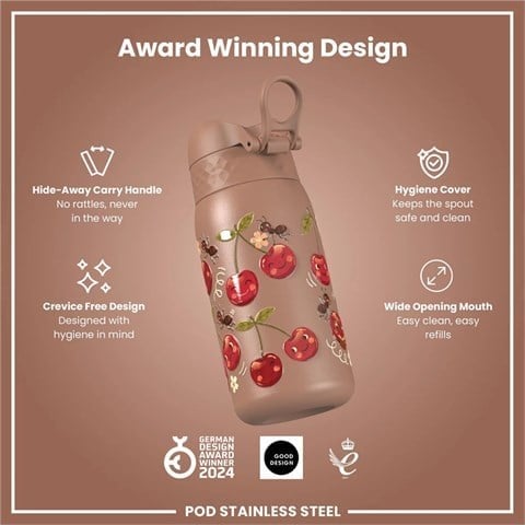 ION8 - Paslanmaz Çelik Çocuk Suluk - Kirazlar - 400 Ml - Sızdırmaz
