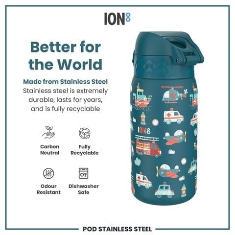 ION8 - Paslanmaz Çelik Çocuk Suluk - Kurtarma Aracı - 400 Ml - Sızdırmaz