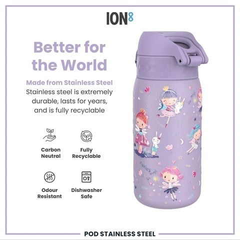 ION8 - Paslanmaz Çelik Çocuk Suluk - Periler - 400 Ml - Sızdırmaz