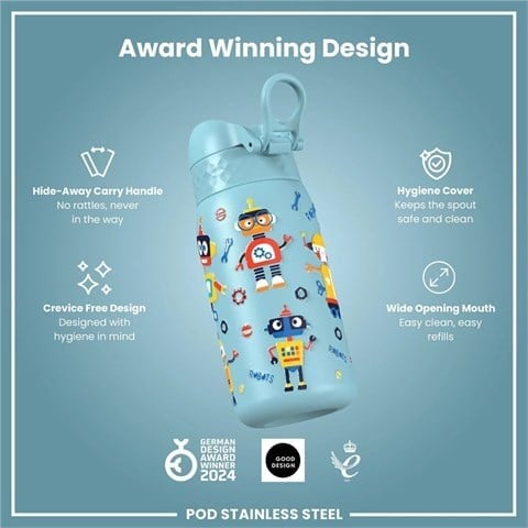 ION8 - Paslanmaz Çelik Çocuk Suluk - Robotlar - 400 Ml - Sızdırmaz