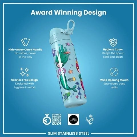 ION8 - Paslanmaz Çelik İnce Suluk - Deniz Kızları - 600 Ml - Sızdırmaz