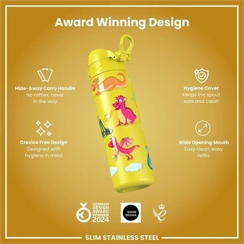 ION8 - Paslanmaz Çelik İnce Suluk - Ejderhalar - 600 Ml - Sızdırmaz