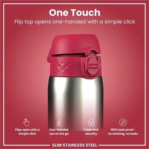 ION8 - Paslanmaz Çelik İnce Suluk - Fuşya - 600 Ml - Sızdırmaz