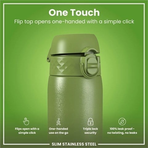 ION8 - Paslanmaz Çelik İnce Suluk - Haki Yeşili - 600 Ml - Sızdırmaz