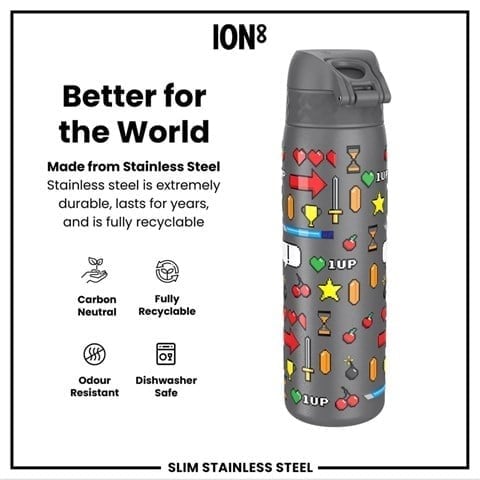 ION8 - Paslanmaz Çelik İnce Suluk - Oyuncu - 600 Ml - Sızdırmaz
