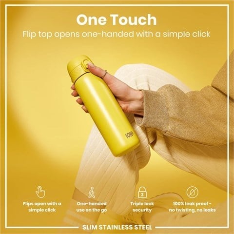 ION8 - Paslanmaz Çelik İnce Suluk - Sarı - 600 Ml - Sızdırmaz